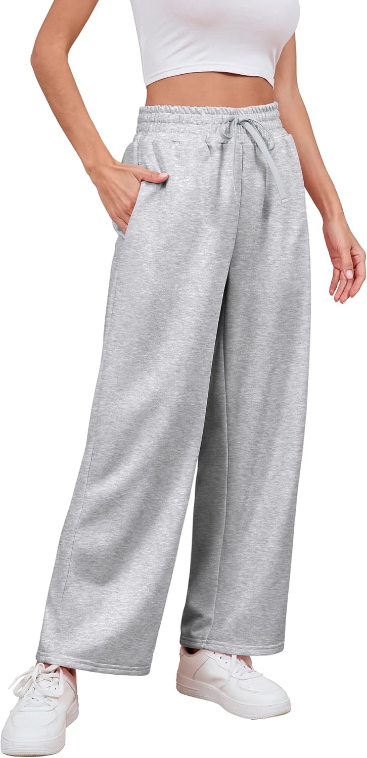 Wide Leg Sweatpants Women Baggy Lounge Sweat Pants with Pockets Casual High Waist Drawstring Work Athletic Joggers - Image 3
