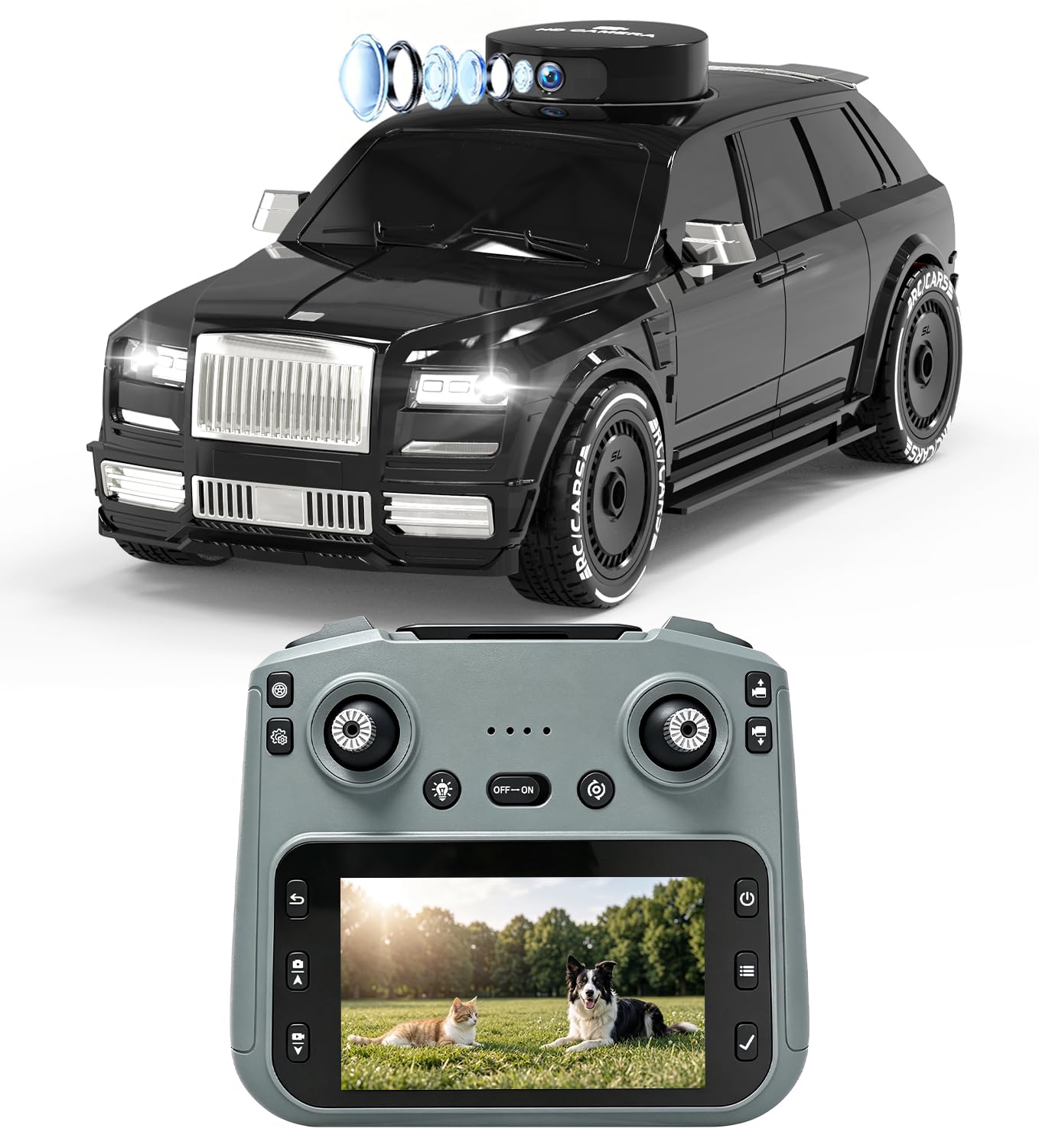 YESHIN Ferngesteuertes Auto mit Kamera, 2.4 GHz RC Auto 4.5'' LCD-Display | 270° Verstellbare Kamera, Live-Video, 2 Geschwindigkeiten, Ferngesteuertes Auto für Kinder und Erwachsene
