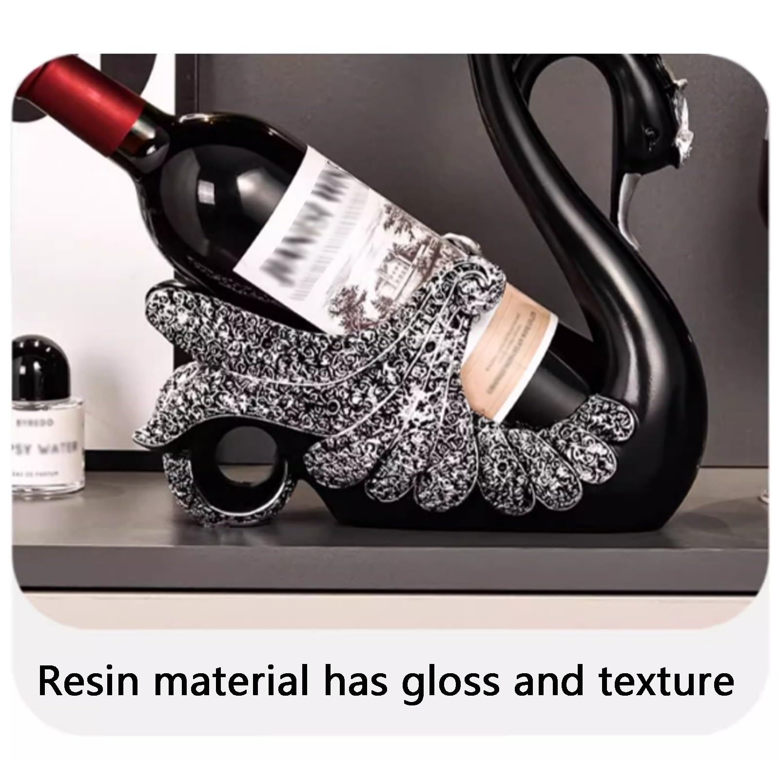 Botellero Swan, adecuado for sala de estar, cocina, entrada, estudio(Black)