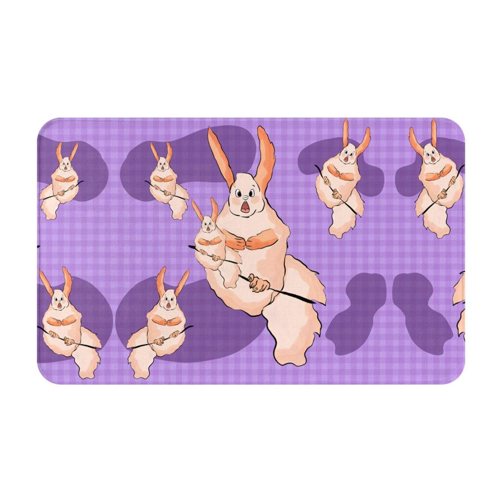 ZYVIA Wacky Bunny Flannel Non-Slip Floor Mat 20x31.5 Inches Soft Flannel Surface Durable Polyester Fiber Easy To Clean Anti-Fatigue Floor Mat