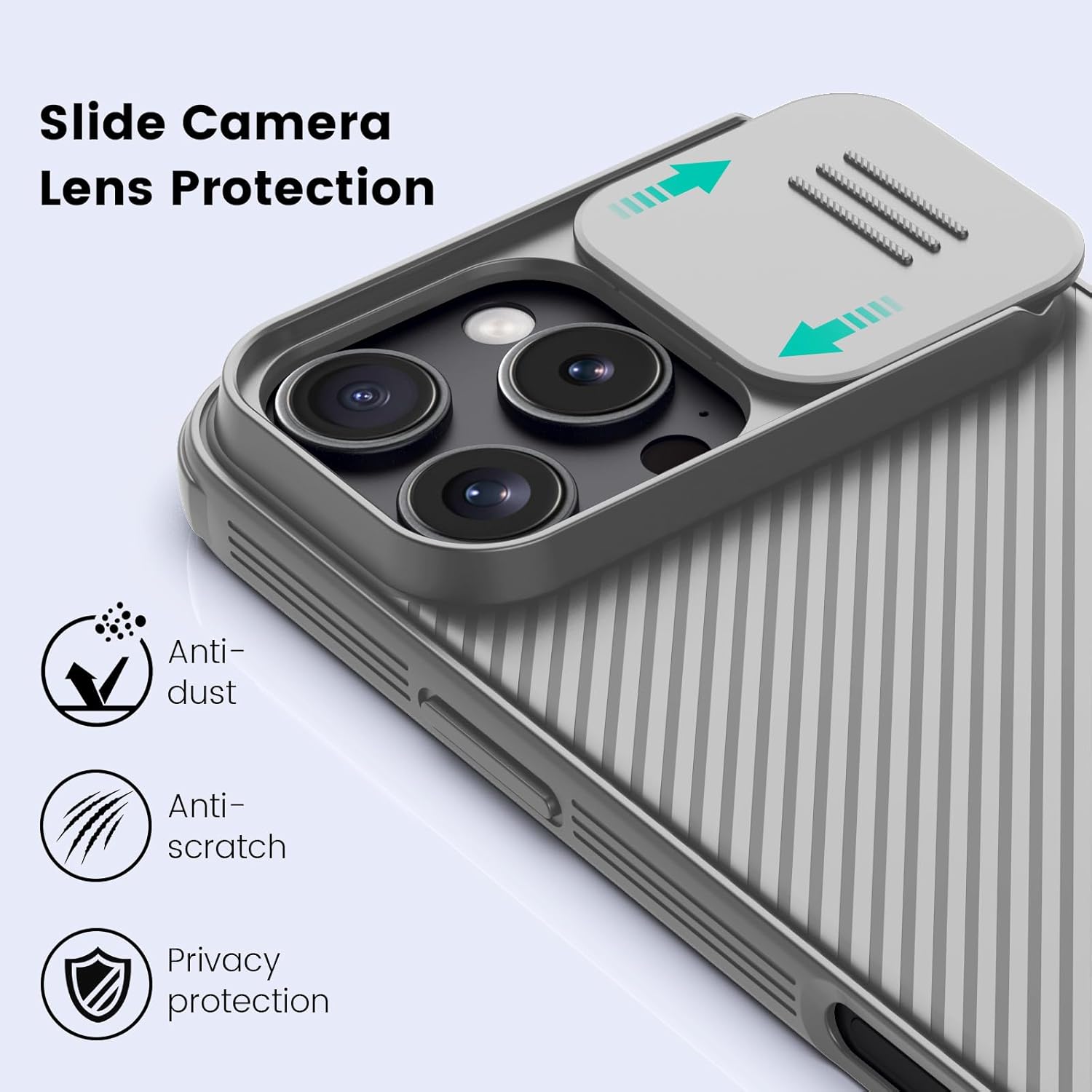 Nillkin for iPhone 16 Pro Max Case with Slide Camera Cover, [Upgraded Camera Lens Protection] Slim Shockproof Protective Phone Case for iPhone 16 Pro Max 6.9 inch, Gray Titanium - Image 2