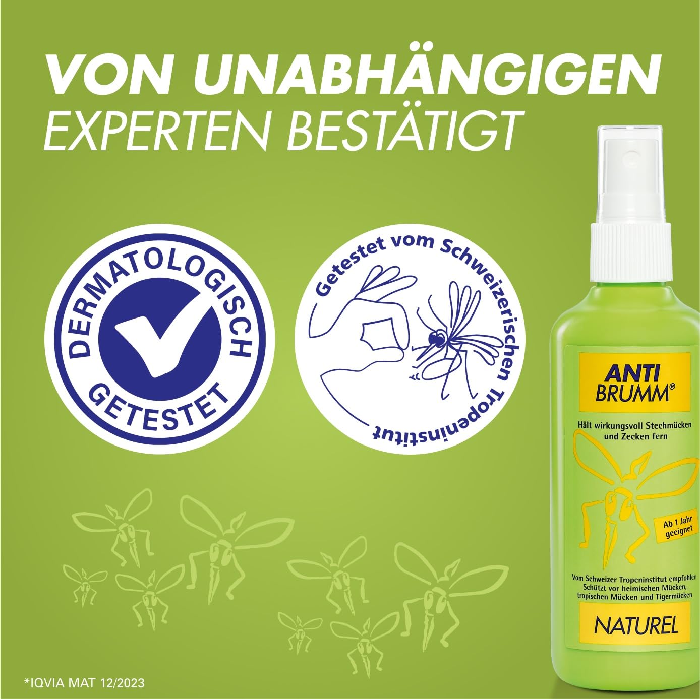 Anti Brumm® Naturel, Mückenspray mit Eucalyptus citriodora Öl, Pumpspray, 150 ml, Insektenrepellent auf pflanzlicher Basis für sicheren Schutz gegen Mücken und Zecken