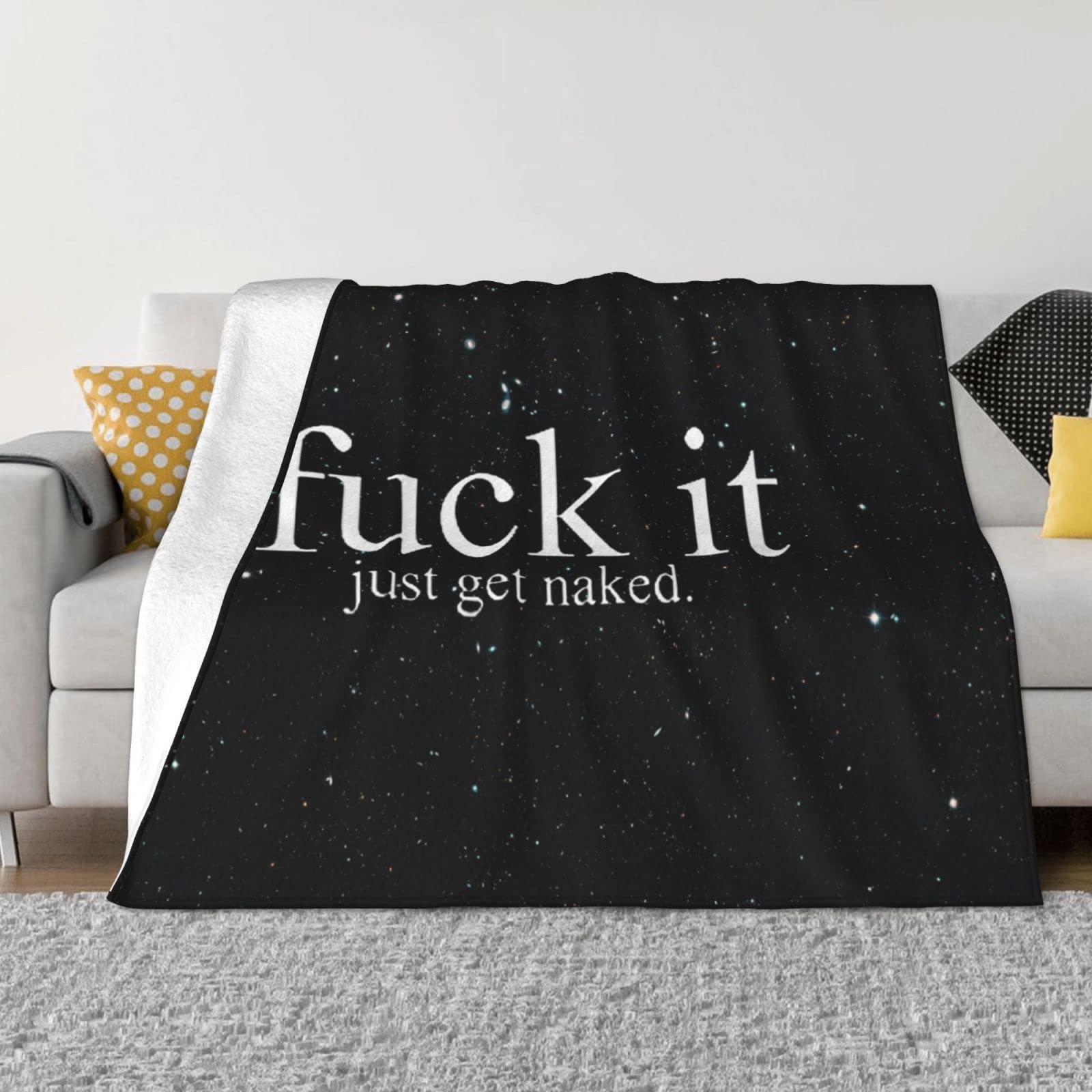 ZORIN Flannel Fleece Throw Blanket 60"X50" 3d Printed Fuck It Funny Quotes Comfort Blankets For Sofa Travel,Campingrooms