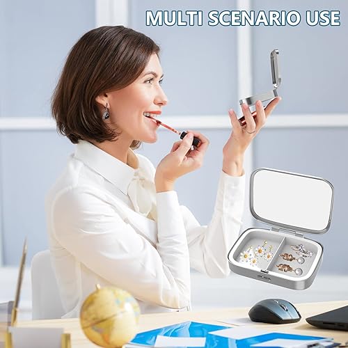 Miniatura 5 de Pastillero de 2 compartimentos para medicina, pastillero portátil para bolsillo o bolso, pastillero decorativo de metal para medicina, organizador