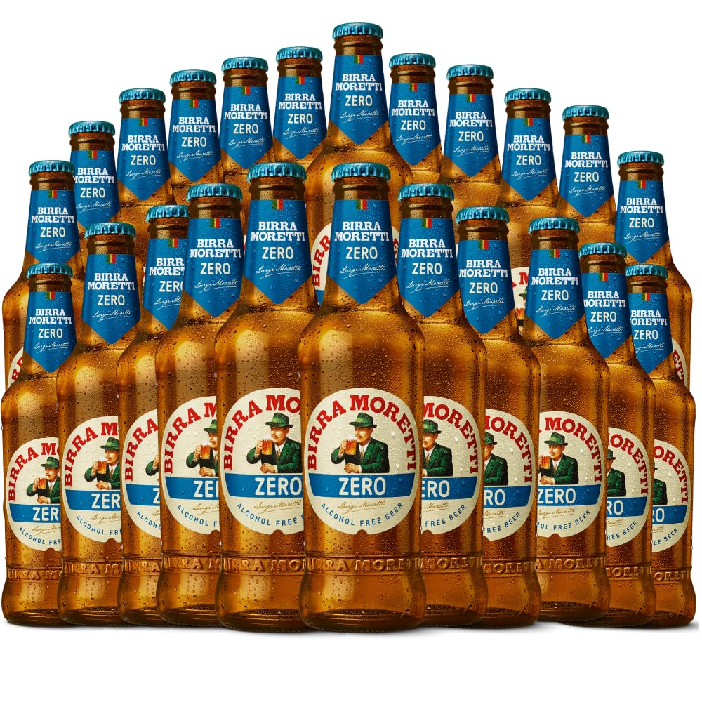 Birra Moretti Zero Alcohol Free Lager 330ml Bottles | 0.0% ABV | Alcohol Free Beer Gifts for Men and Women | beer hamper (Pack of 24 (330ml))
