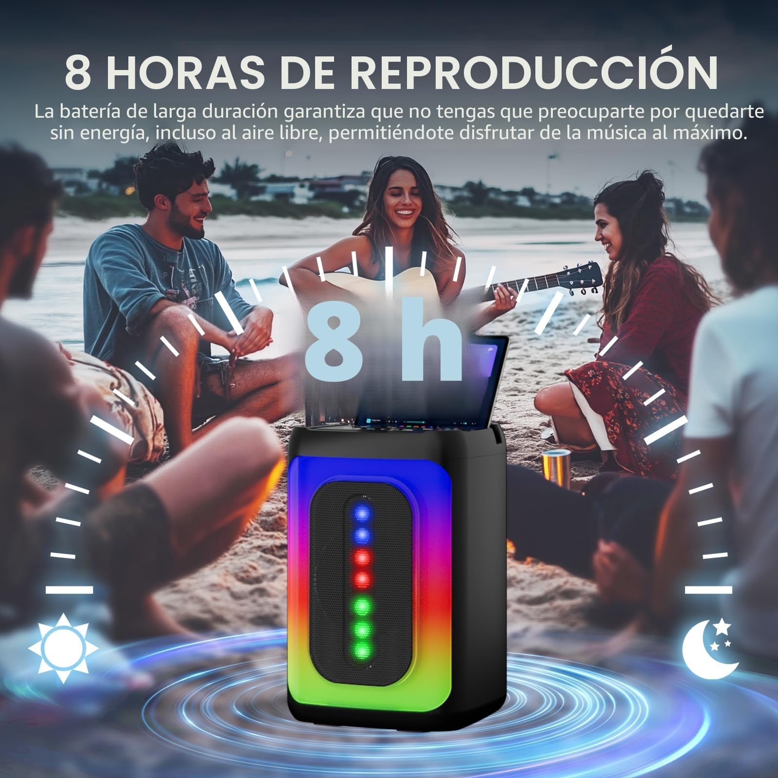 Ankuka Máquina de Karaoke con 2 micrófonos, Altavoz Bluetooth portátil con Luces LED, TF/USB, FM, AUX, TWS para Fiestas y Adultos, Regalo para Amigos y Familiares (Negro)