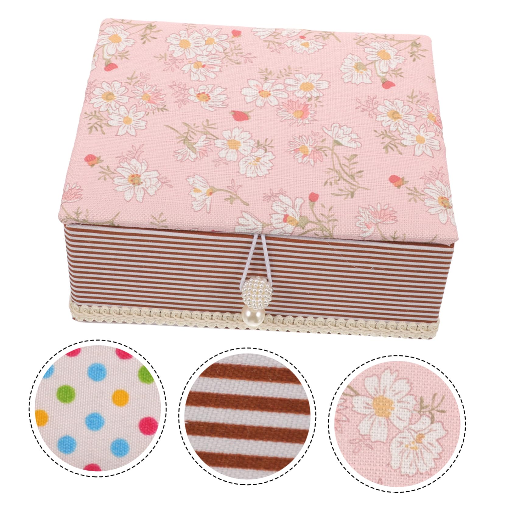 NUOBESTY 5piezas Caja De Costura Portátil Para Almacenar y Accesorios De Costura Organizador De Tela Para Doméstico y Para y Manualidades Diseño Rosa