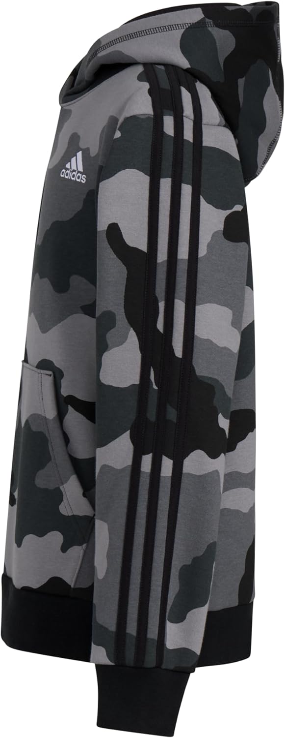 adidas Kids Boy's Grid Print Hooded Fleece (Big Kids) - Image 2