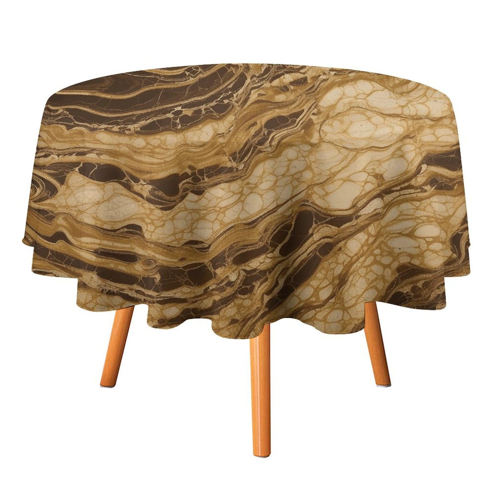 Fekiloot Style Golden Marble Round Tablecloth - Heavy Duty And Washable,Polyester Decorative Fabric Table Cover,Tablecloths For Kitchen Dining, Wedding, Birthday Party70x70in