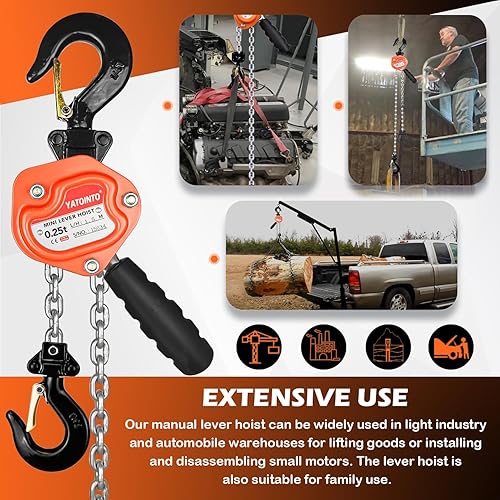 Miniatura 2 de Bloque de palanca de 14 toneladas 550 libras Mini bloque de palanca 3M 10 pies de polipasto de cadena de polipasto de cadena de acero de aleación