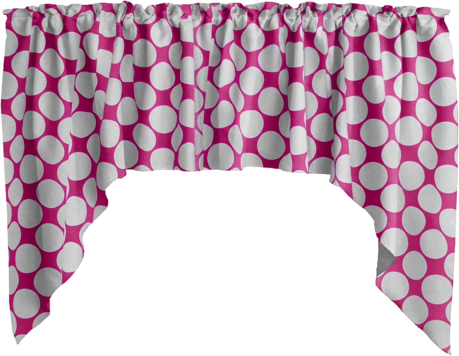 Zen Creative Designs Large Polka Dots Print Swag Cotton Window Valance Home Décor Bedroom Nursery Kitchen Window (White on Red)