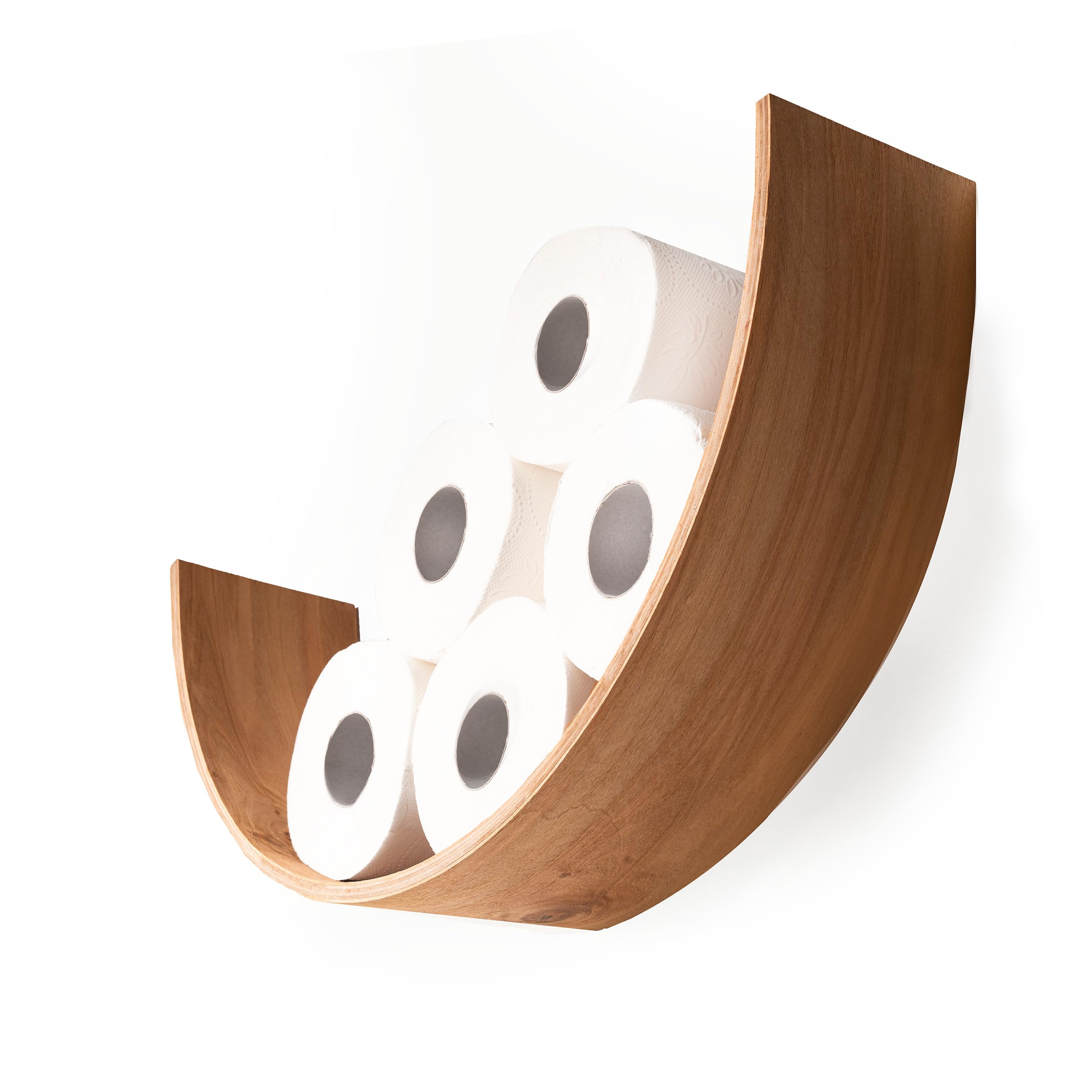 Soporte de papel higiénico con estante, almacenamiento de rollos de madera para inodoro, estante flotante para rollos de papel higiénico de repuesto, soportes únicos para baño, almacenamiento de papel