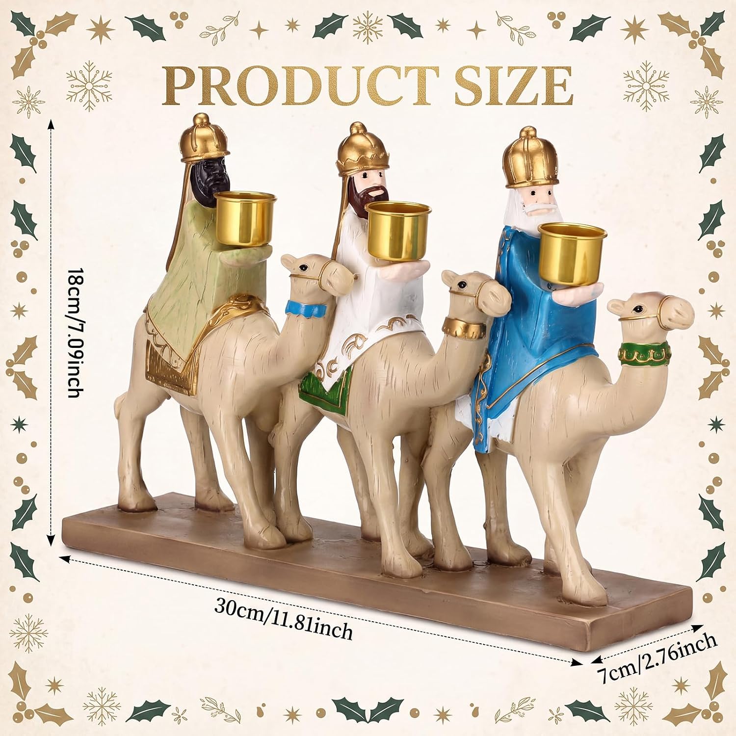 Christmas Nativity Candleholders Three Wise Men Resin Candlestick Holders