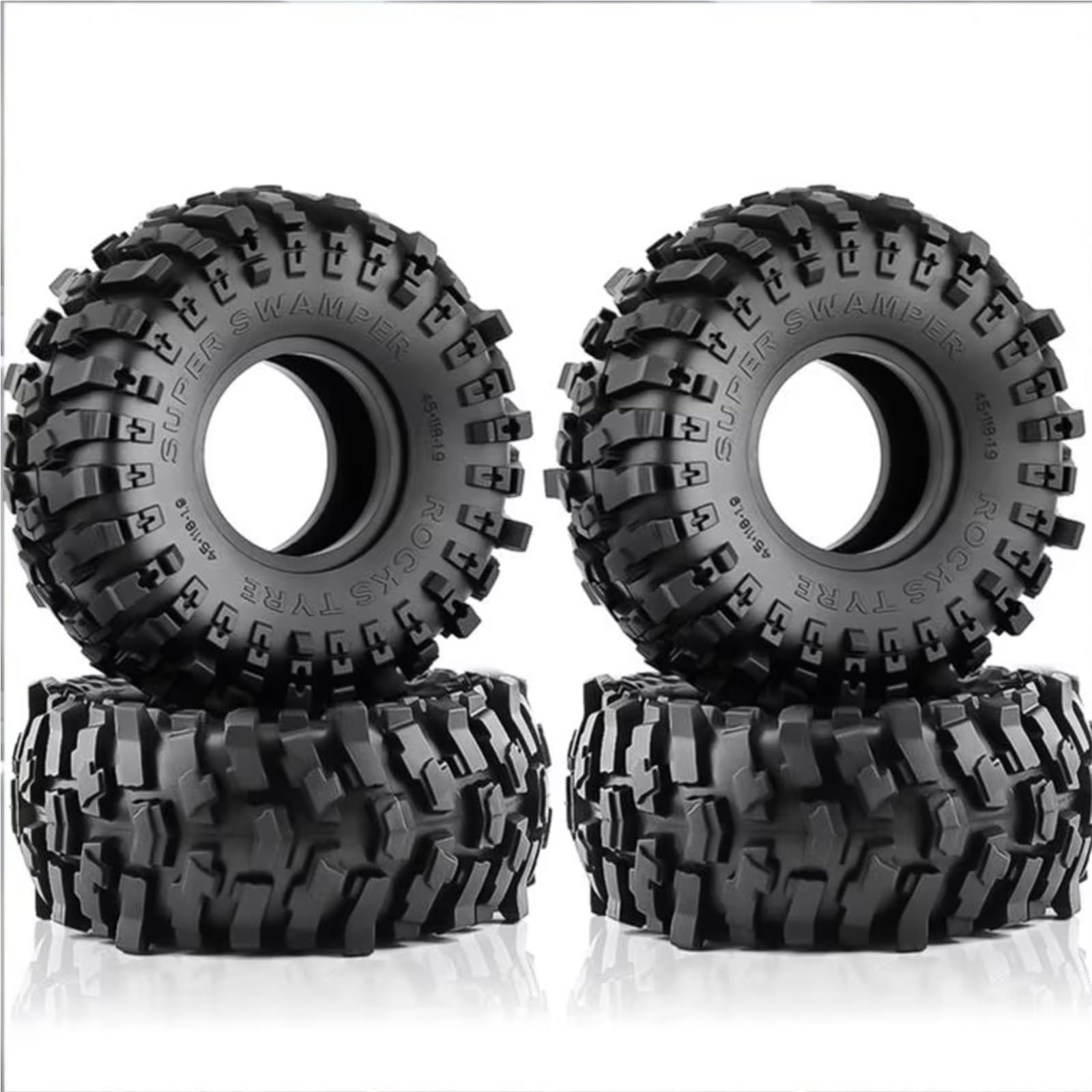 Veciado – Lot De 4 Pneus Caoutchouc 90 Mm Pour Voiture 1/10 RC Crawler, Compatible TRX4, SCX10, D90, Redcat