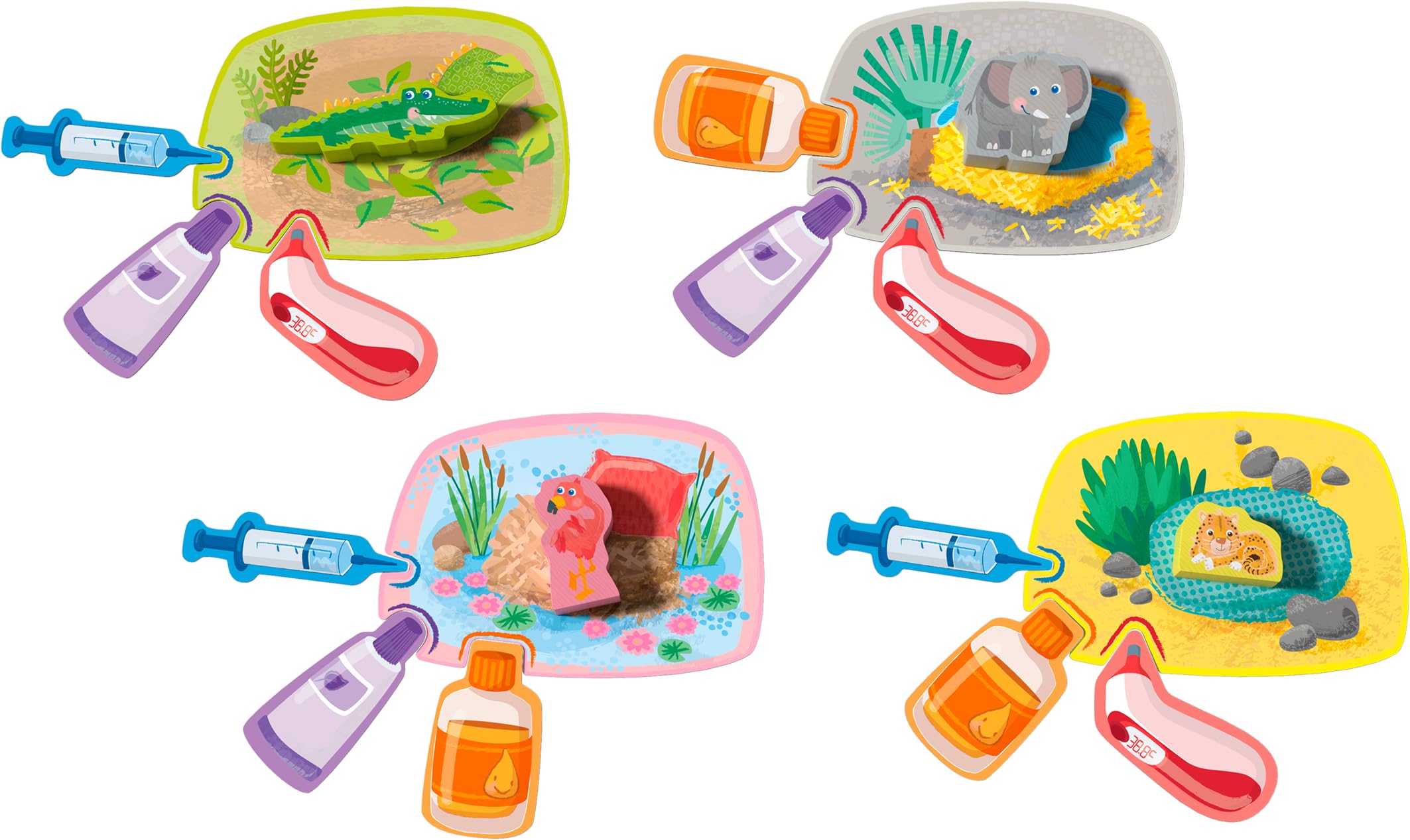 HABA 2011719004 - Mis Primeros Juegos - Hospital Animal, Juego Infantil de Mesa cooperativo y de asignación. Más 2 años