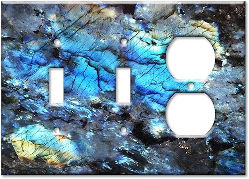 Miniatura 9 de Art Plates - Placa decorativa para interruptor de luz - Placa decorativa de pared metálica - Combo Outlet - Decora - Cuarcita azul lemuriana -