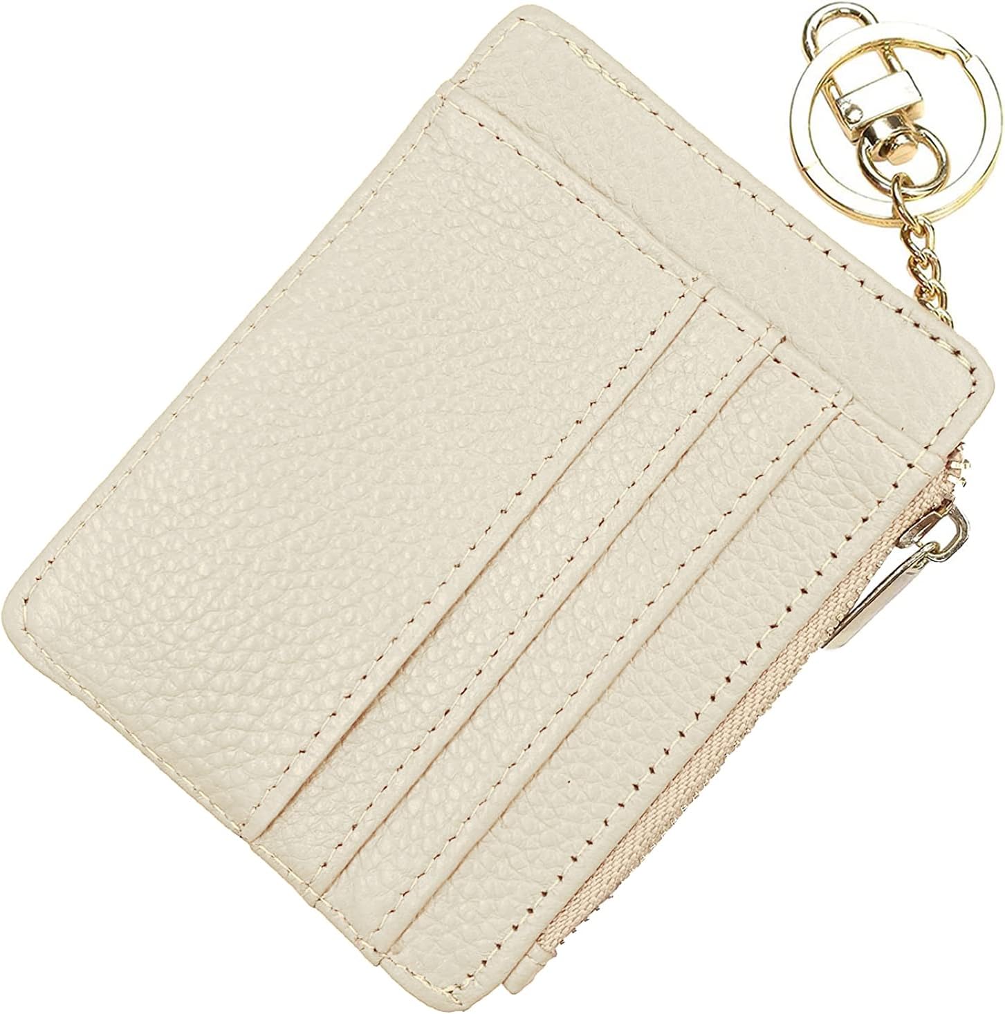 Slim RFID Credit Card Holder for Women Mini Front Pocket Wallet Purse With Keychain