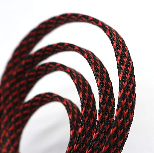 Miniatura 3 de Funda de cable de alambre expandible PET de 30 pies (16 ", rojo y negro)