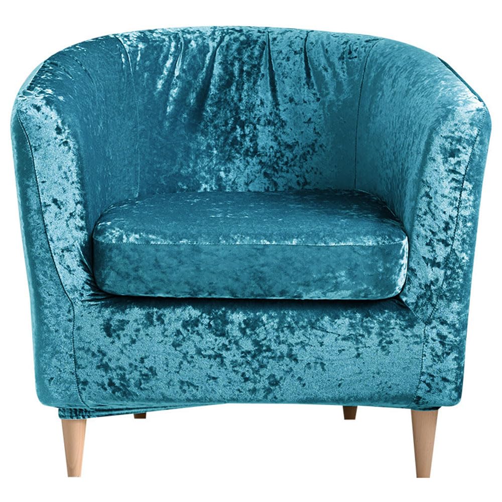 Copripoltrona da tiro, 2 Pezzi, in Velluto Stropicciato Elasticizzato Clubhouse Hotels Office (Blu lapislazzuli)
