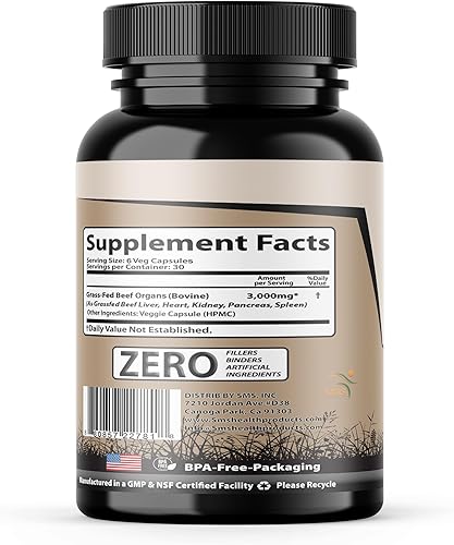 Miniatura 8 de Suplemento de órgano de carne de res  alimentado con pasto y criado en pastos  Bienestar total del cuerpo y rendimiento, complejo de órganos con