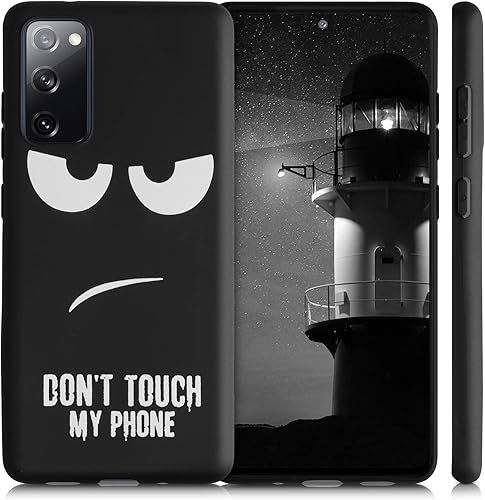Miniatura 5 de kwmobile Funda de silicona TPU compatible con Samsung Galaxy S20 FE - Funda suave - No toques mi teléfono blanconegro