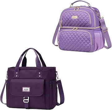 Weitars Fashion Lunch Bag and Dual Compartment Lunch Box for Women Men 2 PCS