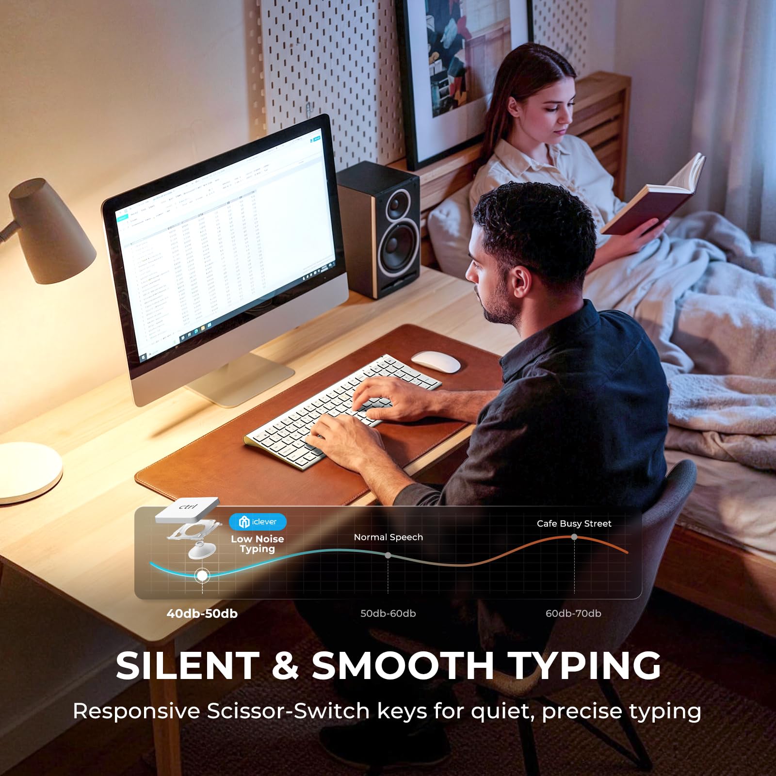 iClever BK10 SE Bluetooth Keyboard for Mac, Multi-Device Slim Wireless Keyboard with Numeric Keypad, Standard Full-Size Keys, USB-C Rechargeable, Compatible with iPad Windows iOS Android — view 4
