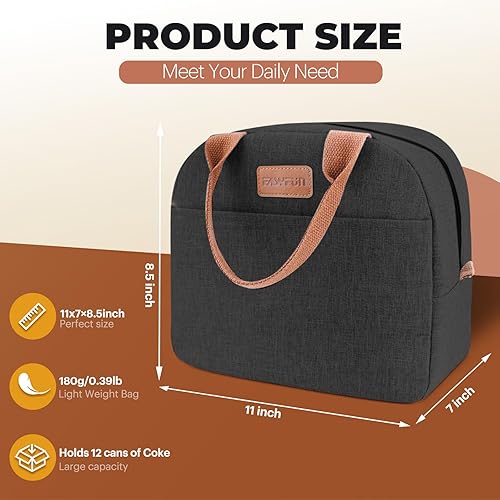 Miniatura 2 de EASYFUN Bolsa de almuerzo para mujeres y hombres, bolsa de almuerzo aislada a prueba de fugas con gran capacidad, bolsa de mano más fresca para el