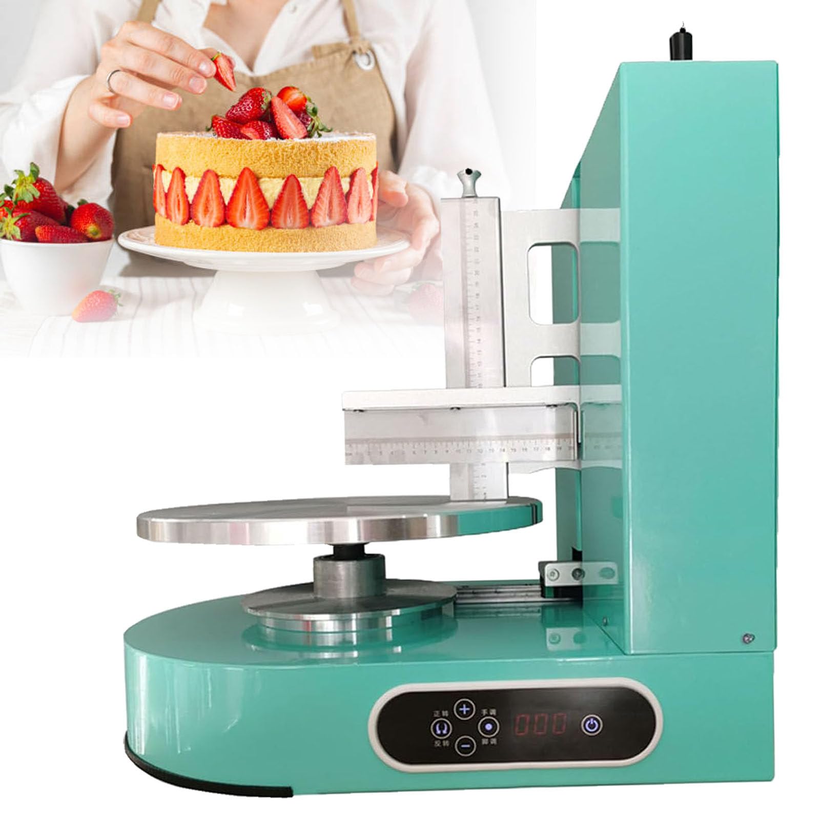 Macchina elettrica per decorare torte da 200 W, semiautomatica per glassa e spalmatrice per torte, adatta per torte da 10-30 cm, strumento efficiente per l'applicazione della crema