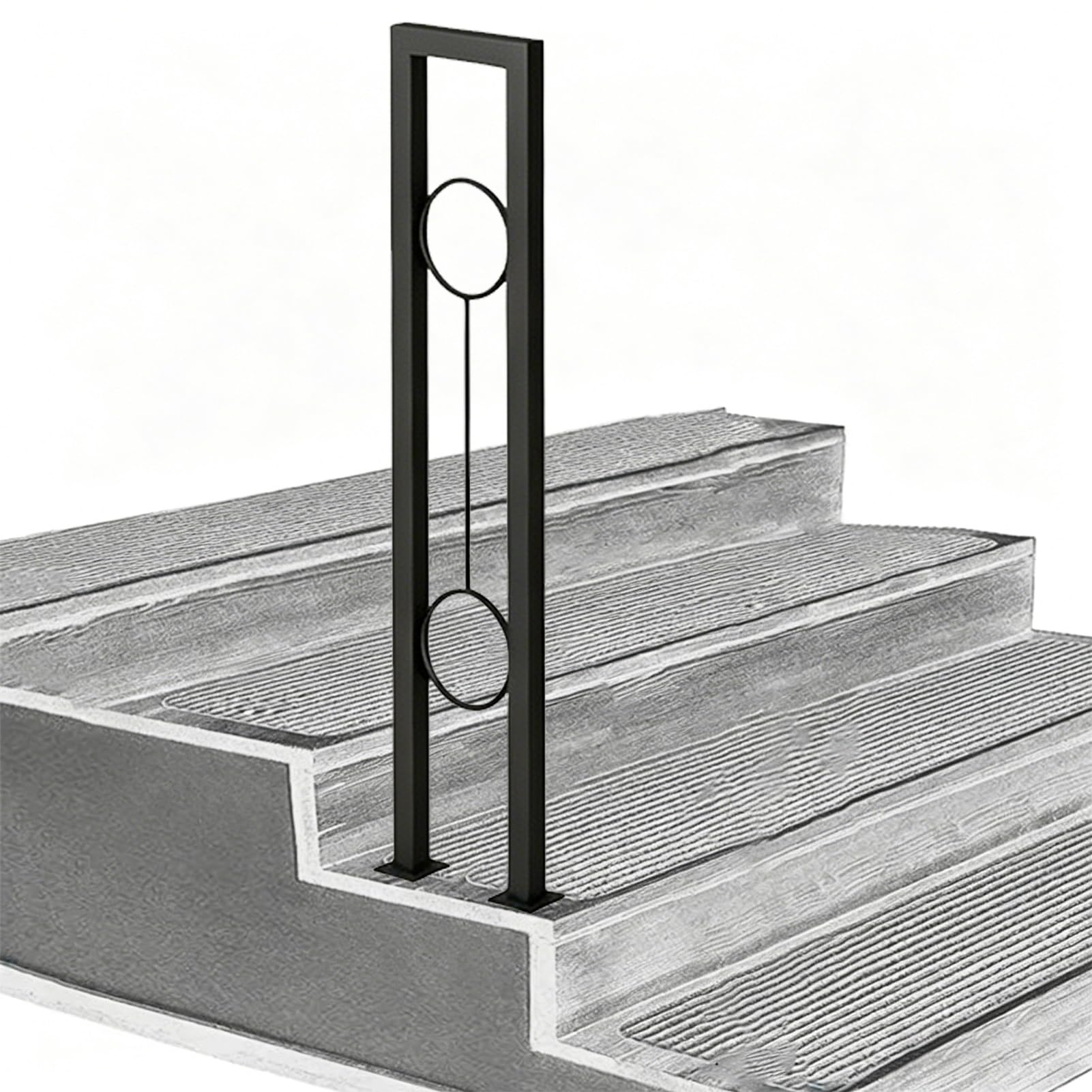 Front Porch Hand Rail | U-Shaped Stair Railing Floor Mounted | Metal Wrought Iron Staircase Banister Hand Rails for Indoor and Outdoor | Corridor Support Rod(95cm/37in)