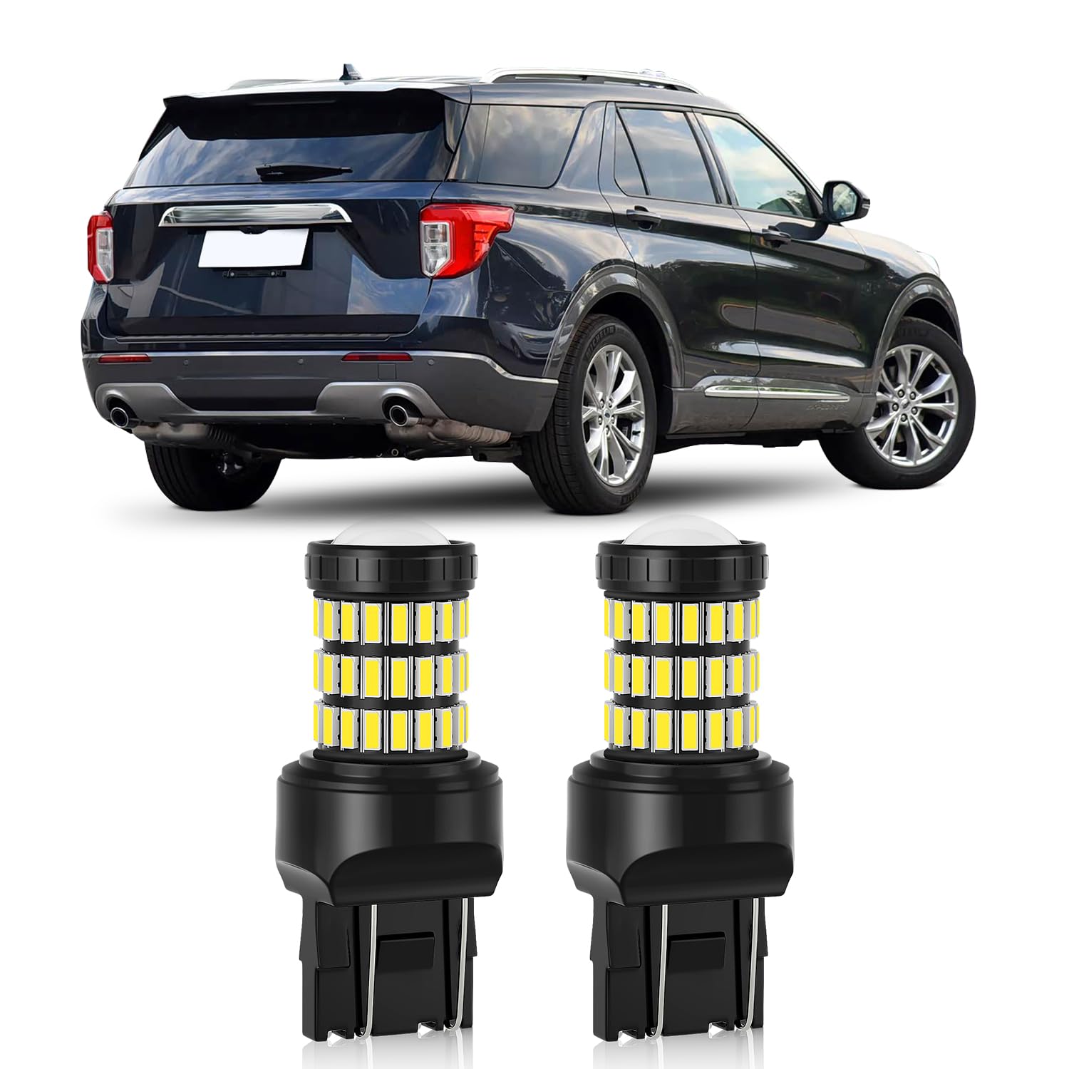 MEALAM Xenon White T20 7443 7444 7440 LED Bulbs with Projector Back Up Reverse Lights Compatible with 2013 2014 2015 2016 2017 2018 2019 2020 Ford