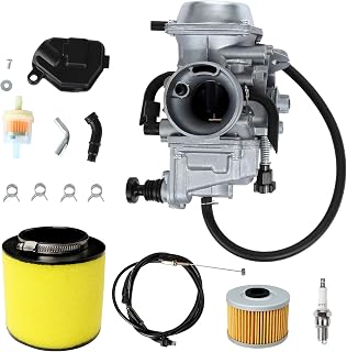 Carburetor for 1993-2000 Honda Fourtrax 300 TRX300FW, 86-87 Fourtrax TRX350, 97-04 Foreman 400, 98-04 Foreman 450, 2000-2006 Honda TRX300 Rancher w/Air Filter, Oil Filter, Spark Plug & Throttle Cable