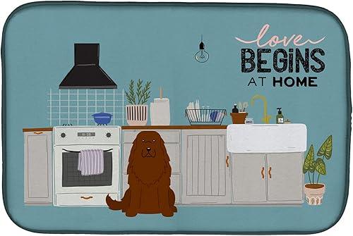 Miniatura 172 de Caroline's Treasures CK7824DDM - Tapete absorbente para secado de platos con diseño de bulldog inglés, rojo y blanco, para encimera de cocina, 14 x