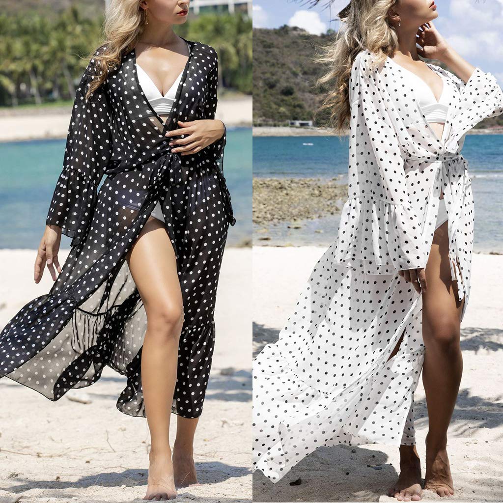 Robe de plage imprimée manches kimono cardigan fluide maillot de bain housse