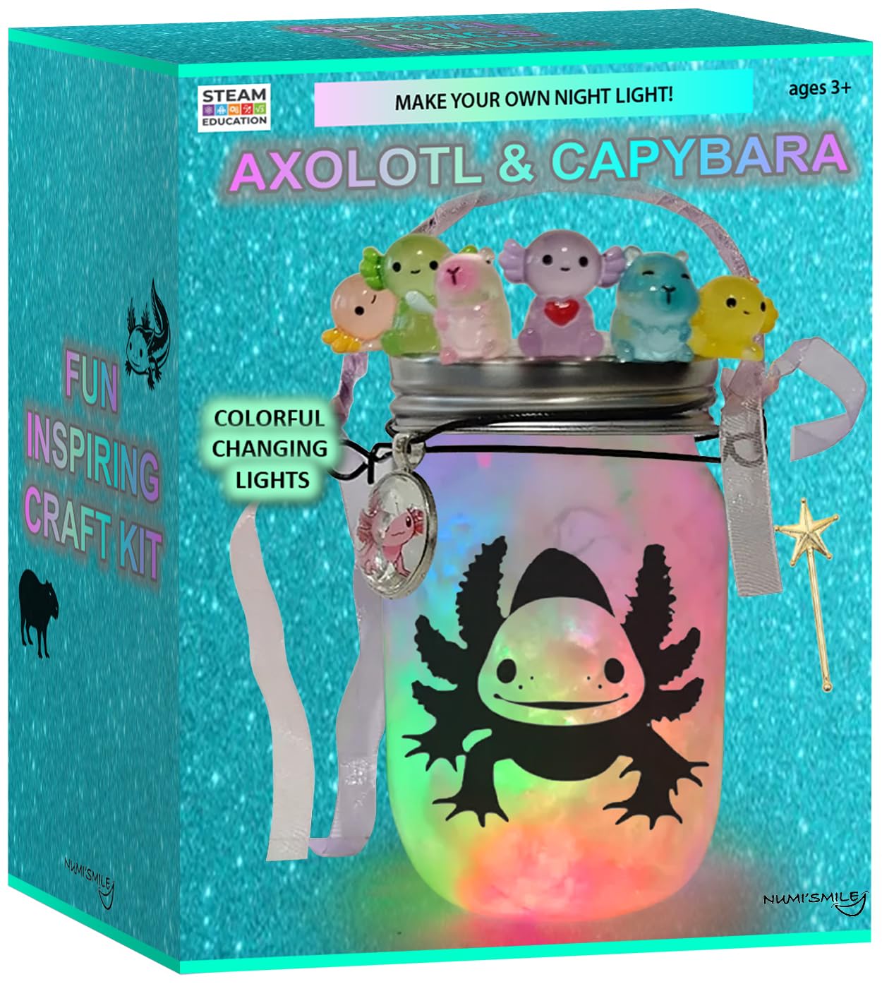 DIY STEM Capybara & Axolotl Nightlight Art Craft Kit for Kids, Axolotl Gift