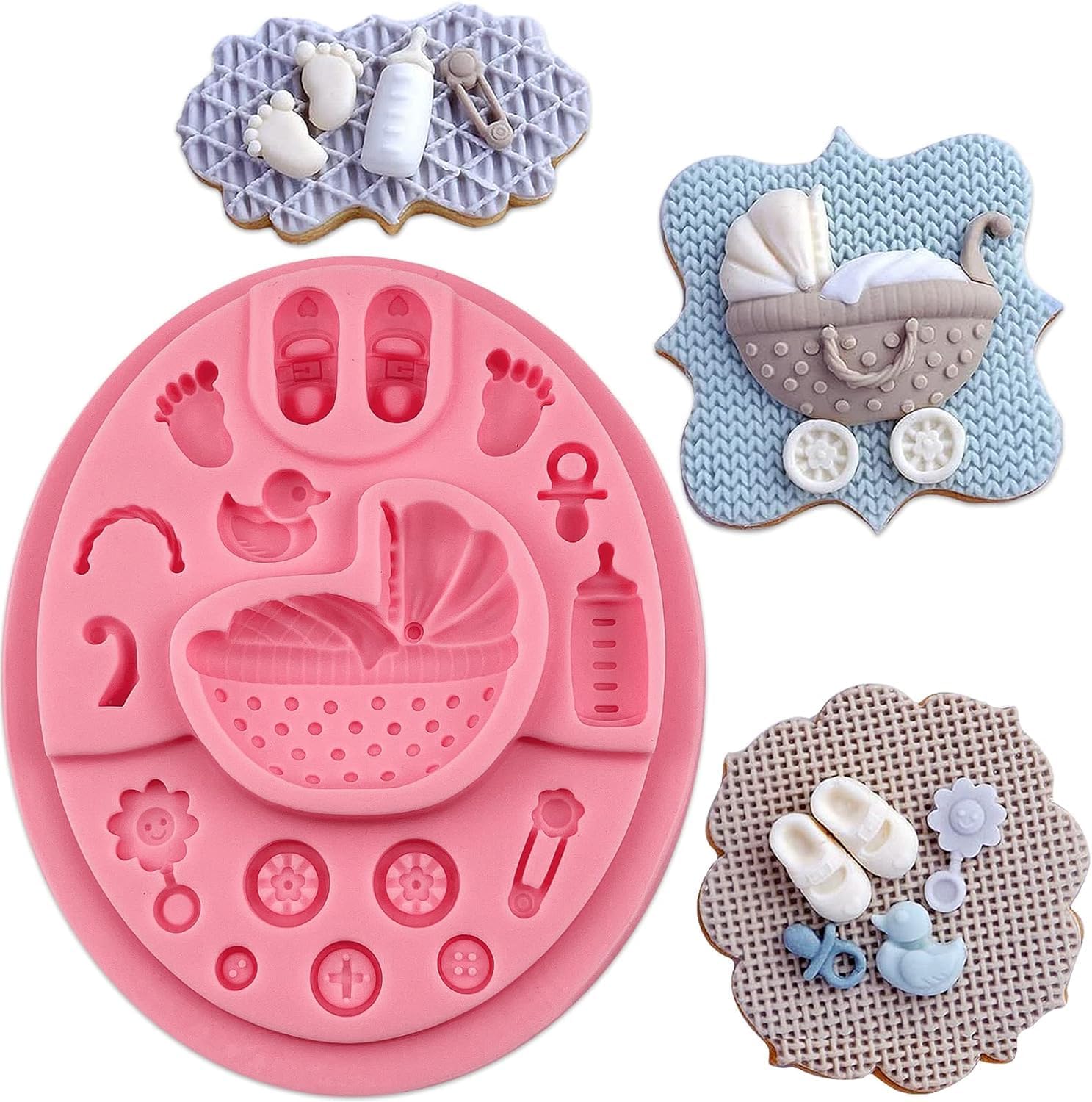 UKIYO international® - Baby Shower Silicone Molds Stroller Chocolate Fondant Mold Cupcake Toppers Resin Art Craft Mould Clay Wax Candle Moulds-picture-20