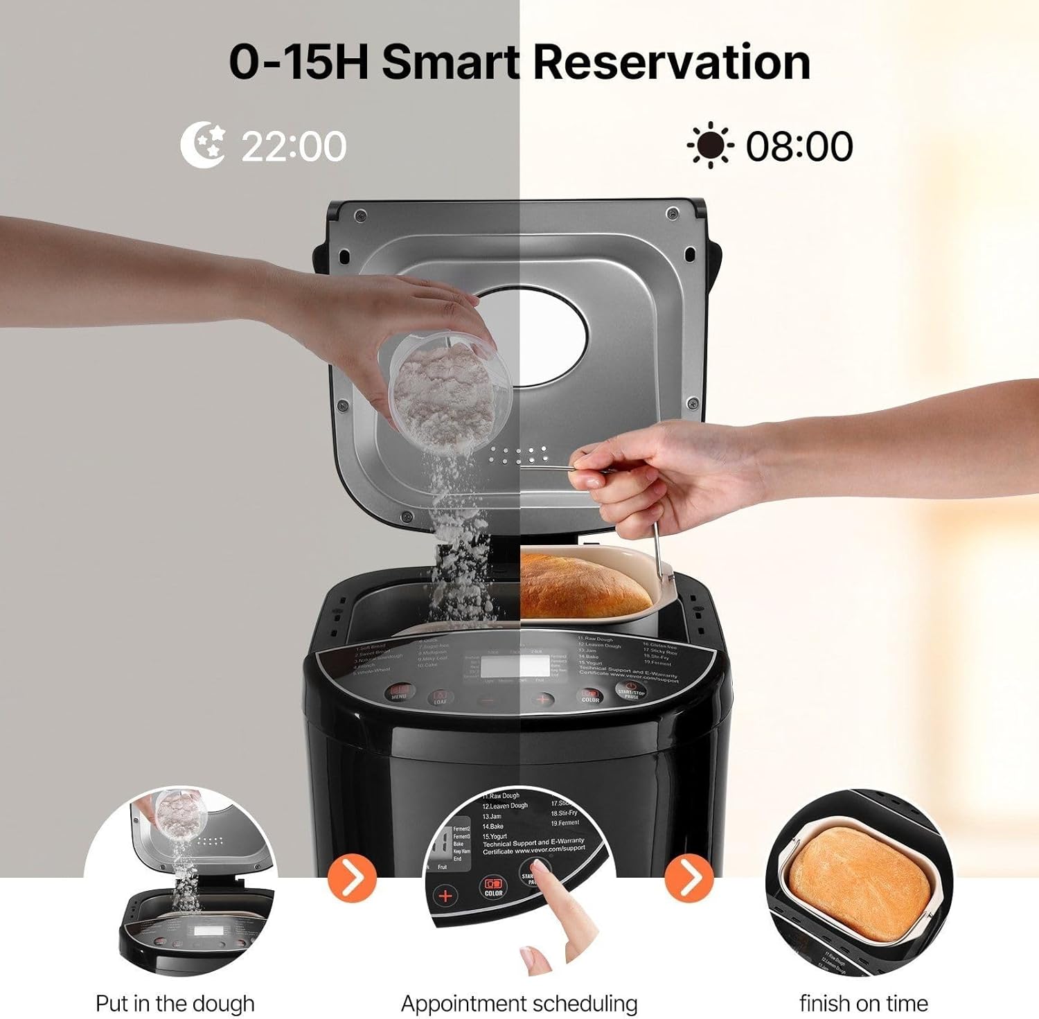 2LB 19-in-1 Bread Maker Automatic Compact Dough Machine Nonstick 3 Crust Colors