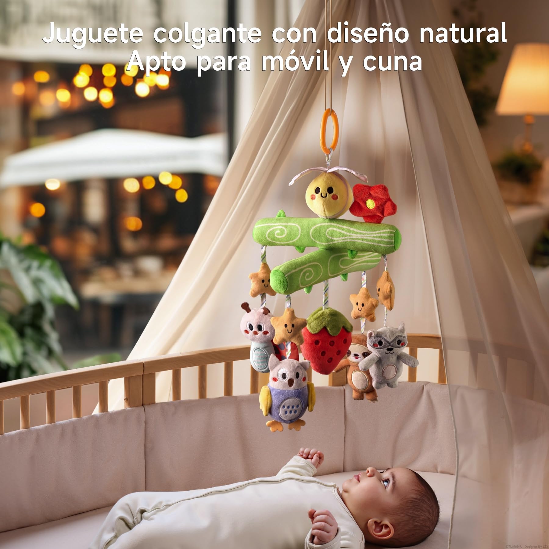 TUMAMA KIDS Juguetes para Bebé 0 3 6 Meses, Sonajeros bebe Peluches Abeja con Chirrido, Crujido, Juguete Sensorial Recien Nacido Regalo para Bebe Coche Cochecito Cuna Juguete Colgante