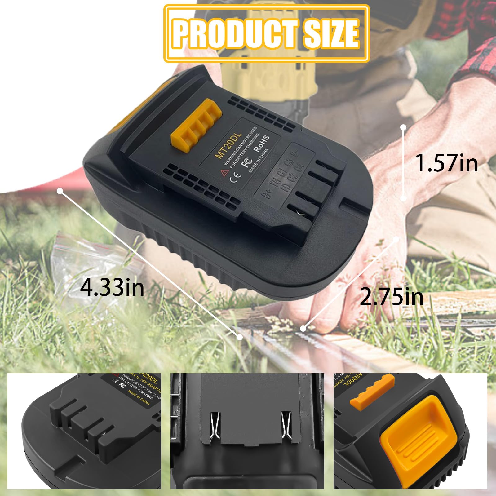 MT20DL Adaptateur de batterie pour batterie lithium-ion Makita 18 V pour batterie lithium-ion DeWalt 18 V/20 V Convient pour les outils électriques sans fil DeWalt 18 V/20 V Max Li-Ion