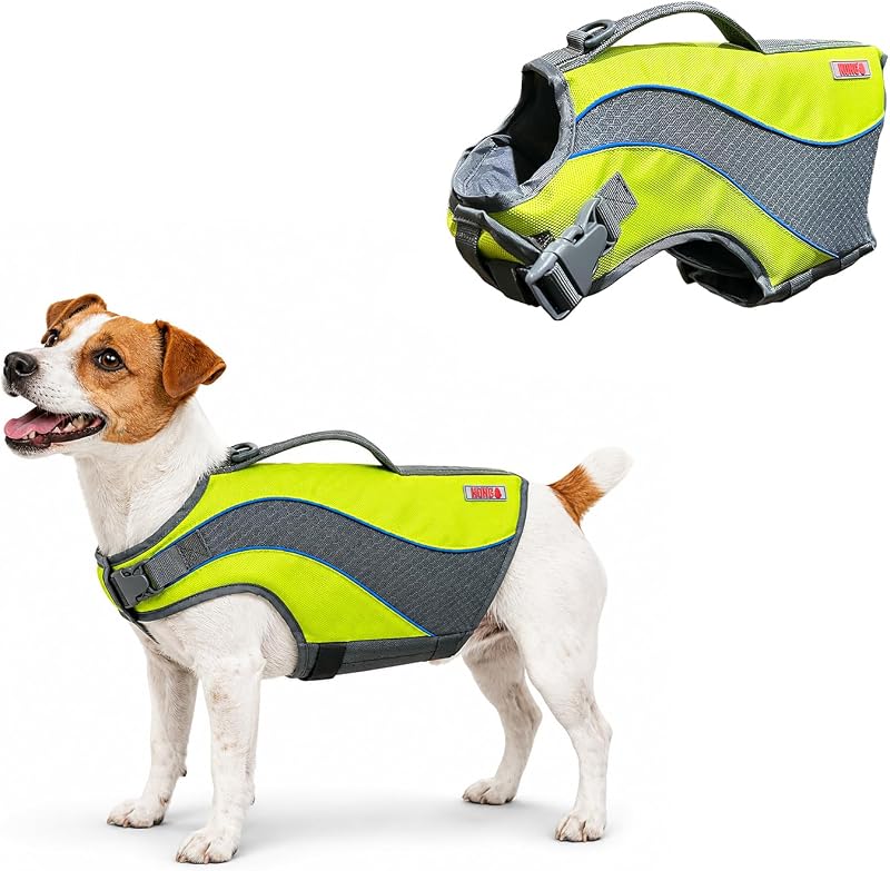 Chaleco salvavidas de flotación para perros KONG HydroPro, ayuda de flotador para natación con asa de seguridad, abrigo ajustable, cómodo y duradero de alta flotabilidad (pequeño) | Ayuda de flotador para natación, asa de seguridad, ajustable, cómodo y duradero, abrigo de alta flotabilidad
