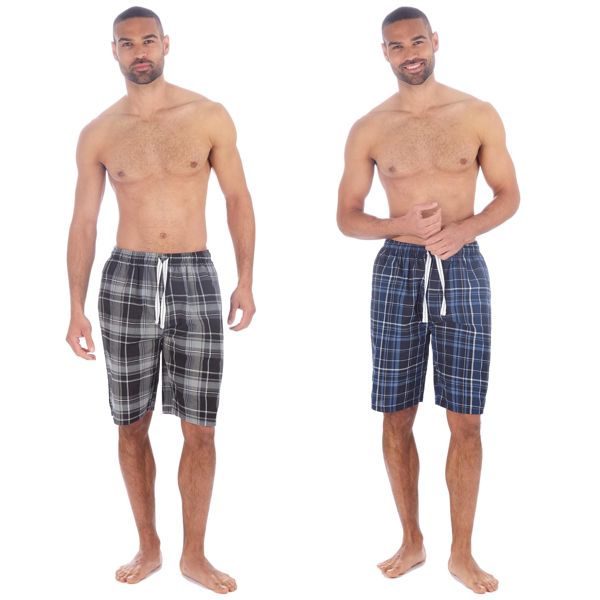 Insignia Men's Set2 Woven Pyjamas Lounge Shorts Bottoms Check (2 Pack) (, Xxl)