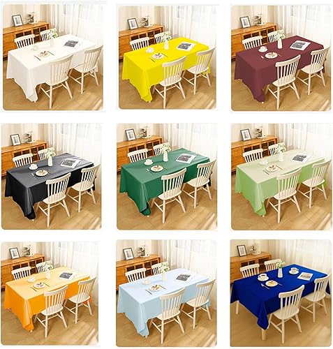 Miniatura 3 de Mantel de plástico desechable blanco, paquete de 2 manteles rectangulares de 54 x 108 pulgadas para fiestas, eventos, bodas, interiores y exteriores