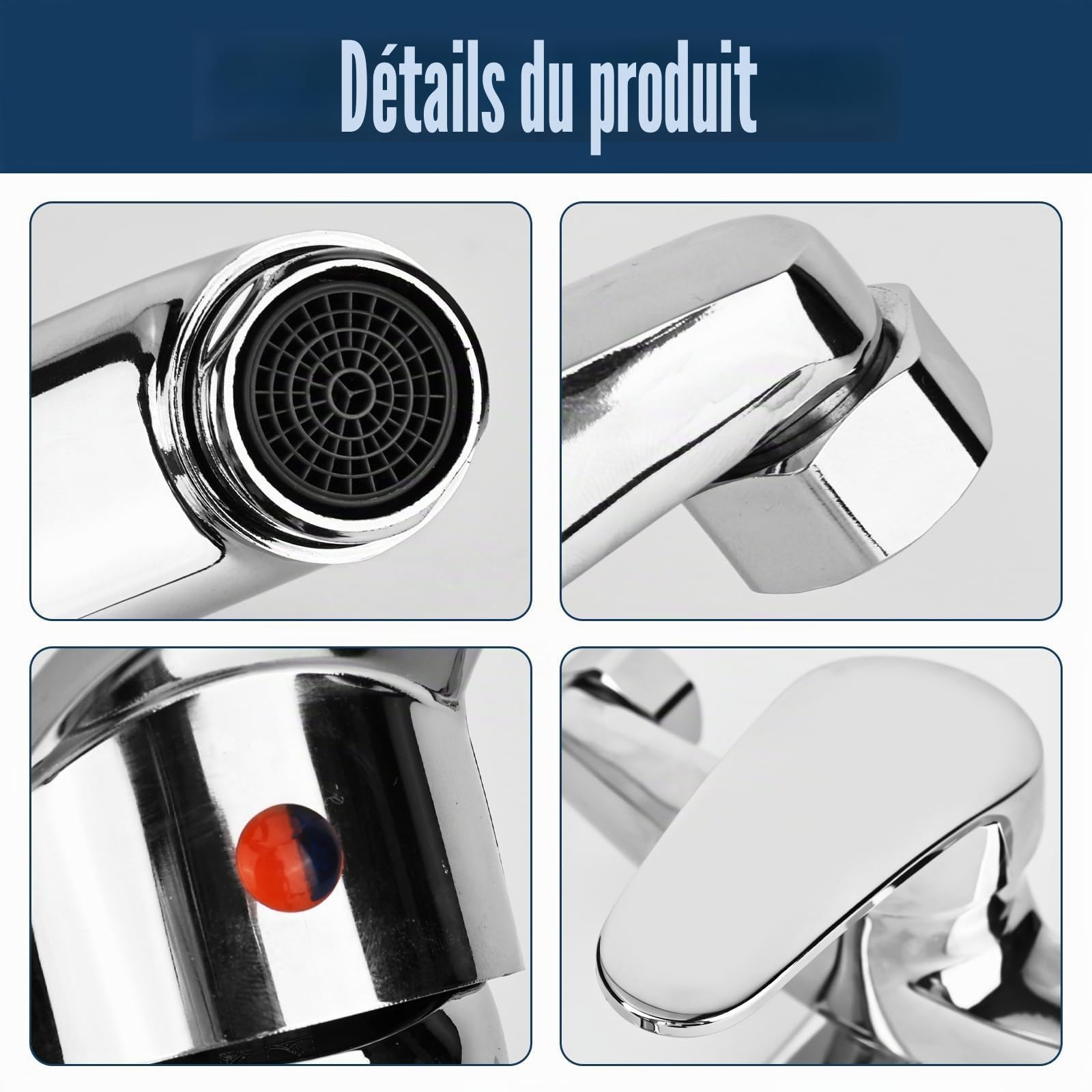 Mitigeur monocommande froid et chaud - Robinet de cuisine rotatif à 360° - Mural - Bras pivotant 24 cm - Chromé