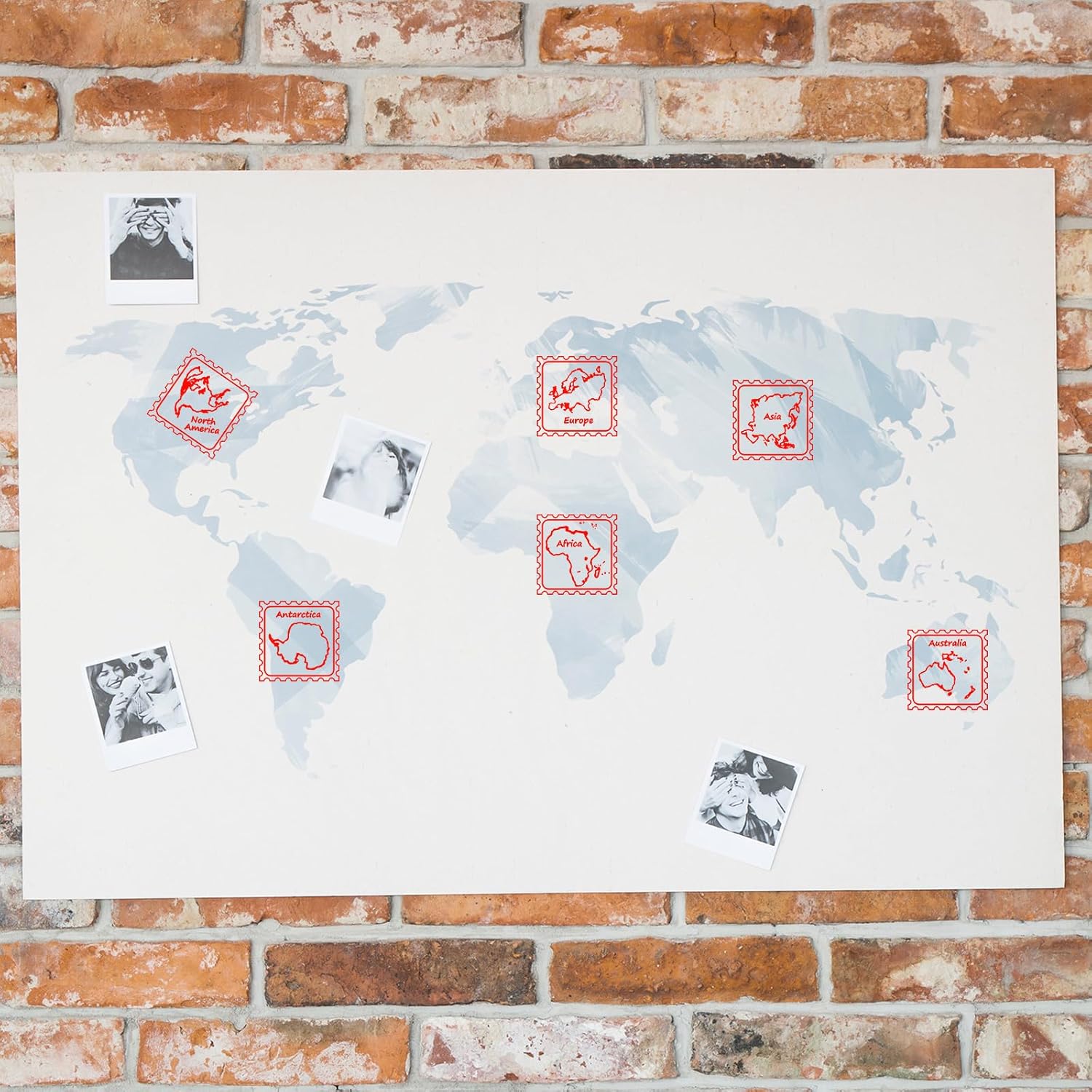 7 Pcs Continent Rubber Stamp Frames Passport Stamps Continents Rubber Stamp Set for Card Making Decoration and Scrapbooking Supplies DIY Tools Gifts