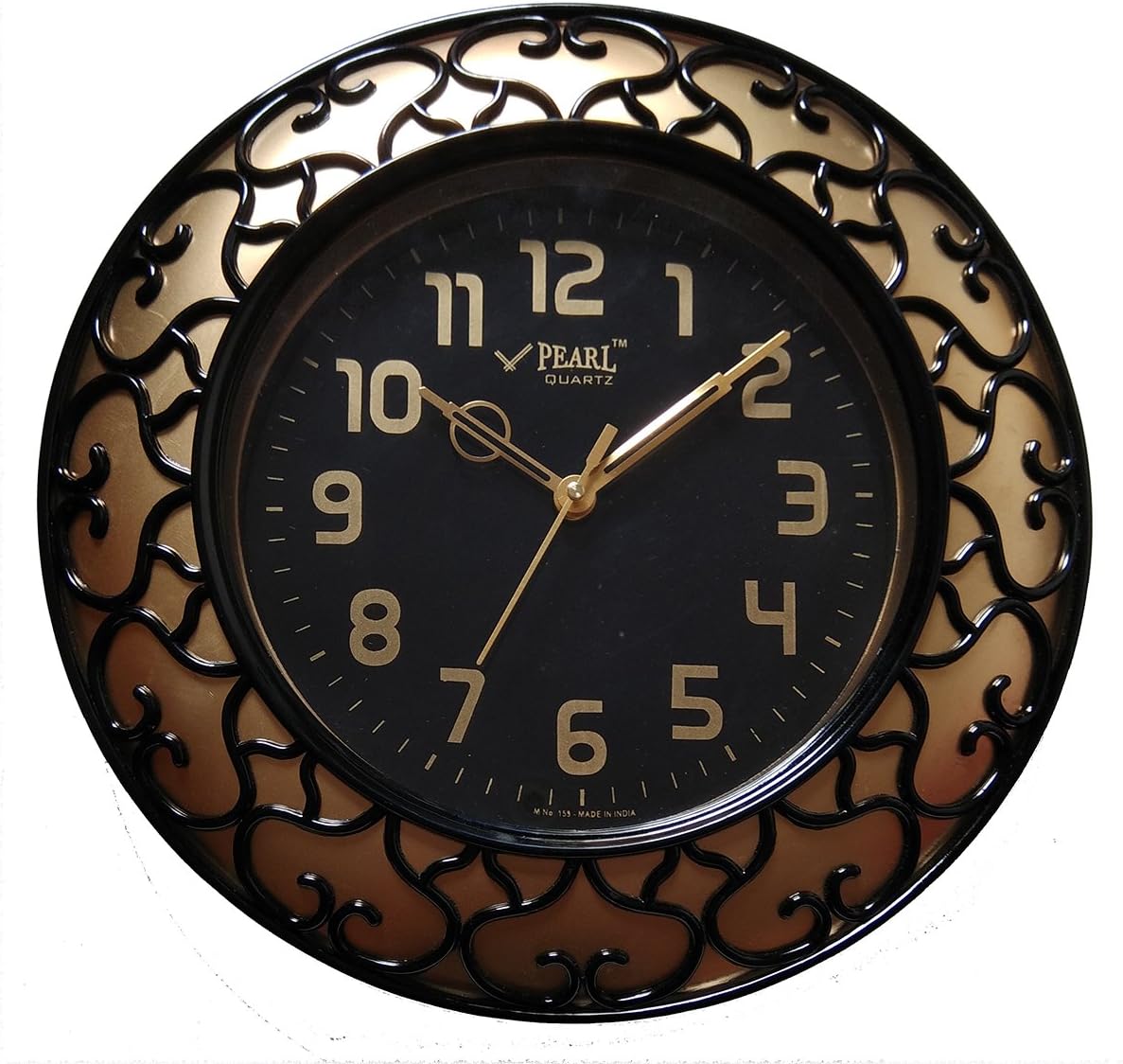ROYSTAR Plastic Wall Clock (30 x 30 cm, Gold)