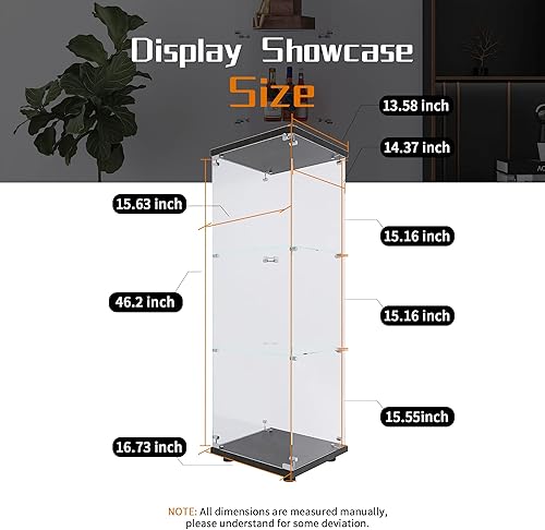 Miniatura 2 de Beauty4U - Vitrina de exhibición de una puerta con vidrio, gabinetes curio negros para sala de estar, dormitorio, oficina, exhibición de colección,