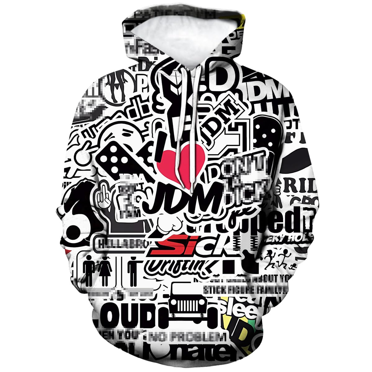 Laoliusn Men's Black Hipster Hip Hop Urban Sweatshirt Graffiti Street Art Hoodie Funny Pullover, Large