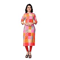 Venisa Women’s Rayon Checkered Kurti (Large, Multi Color)