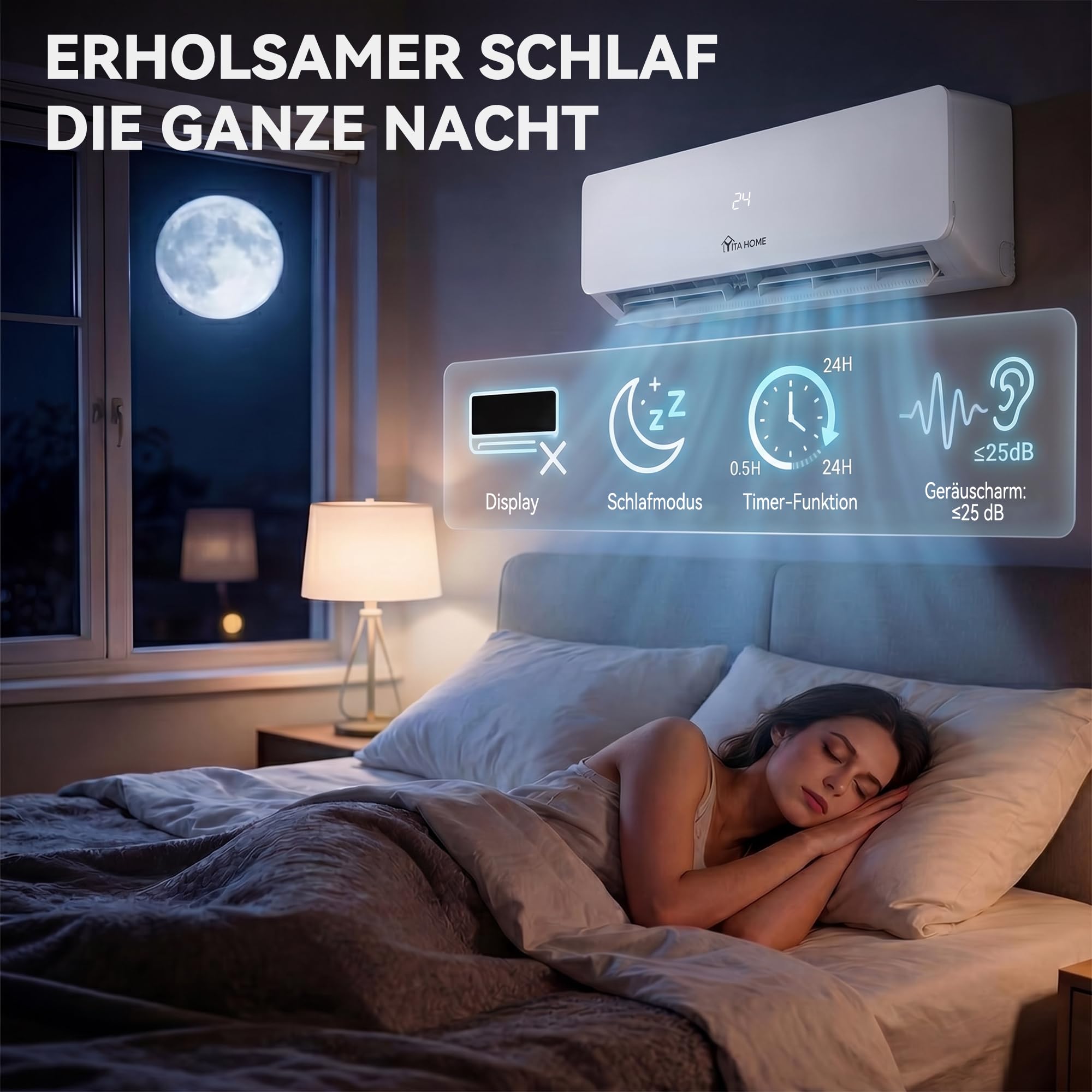 YITAHOME 18000 BTU Split Klimaanlage Set | Vorgefüllt Klimagerät, Kühlen A++/Heizen A+, WiFi/App Funktion, Montagematerial, für Räume bis 90 m², Weiß