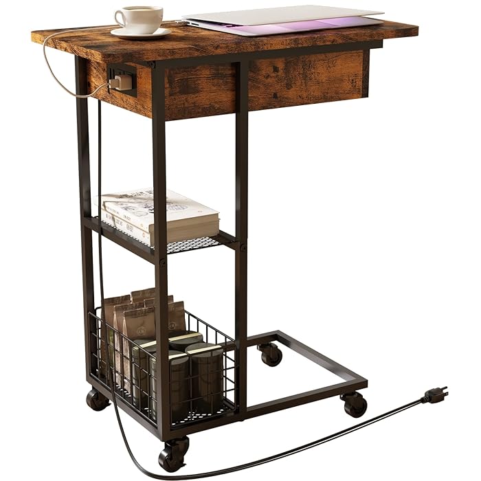 Buy LIDYUK End Table with Charging Station, Flip Top Side Table with